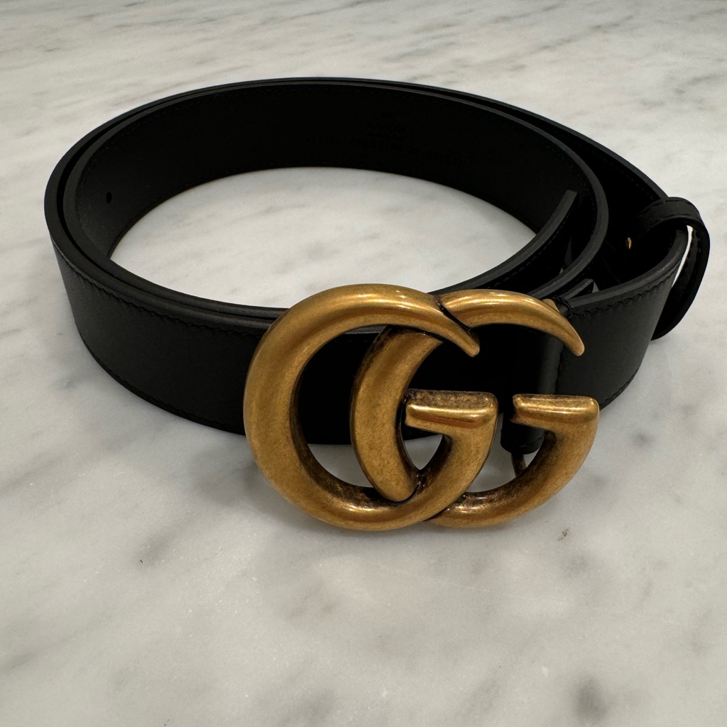 Gucci Gg Marmont Wide Leather Belt, 80/32